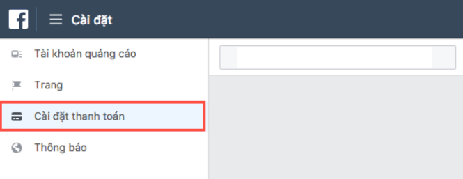 chọn “Cài đặt thanh toán” để vào phần quản lý phương thức thanh toán