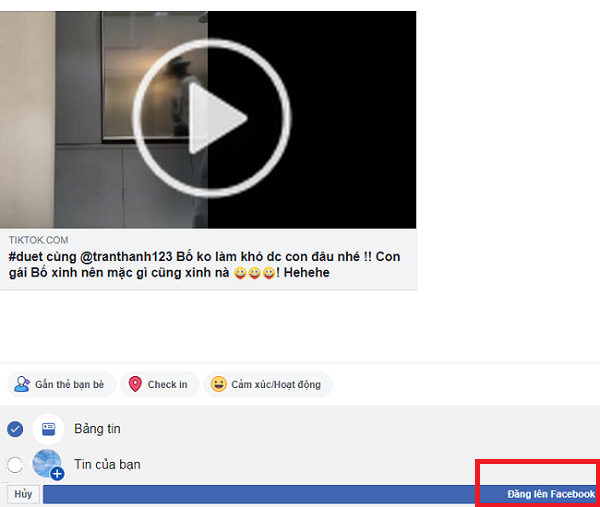 Đăng lên facebook